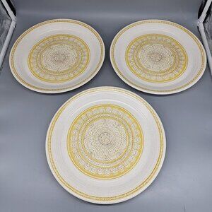 Set 3 Franciscan Earthenware Hacienda Gold Dinner Plates 10.5" MCM Yellow Flower